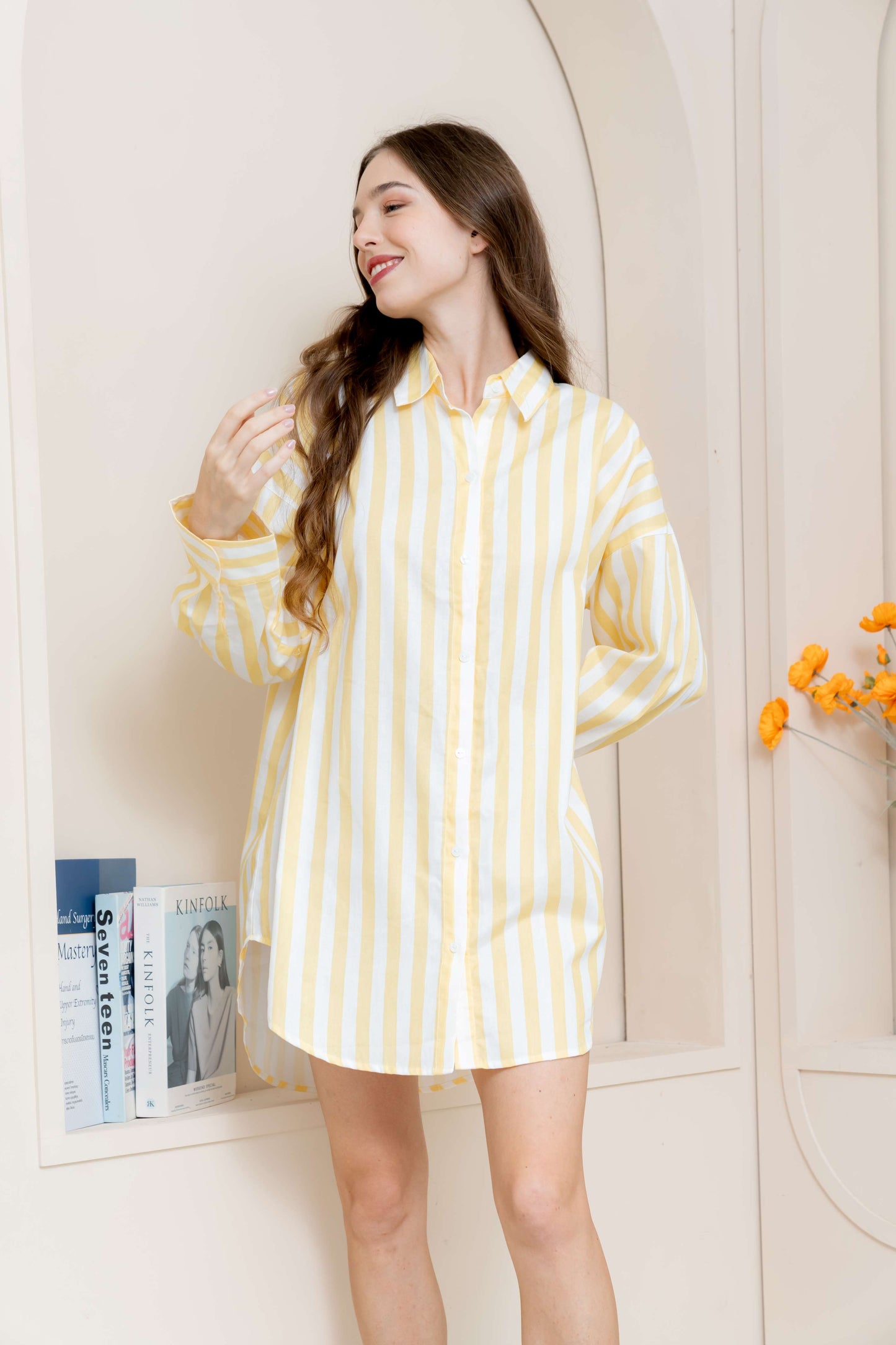 Cotton Striped Nursing Loungewear - Dress Shirt